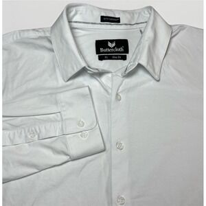 Butter Cloth Icy Cotton Mens XL Long Sleeve Button Up Shirt Slim Fit White